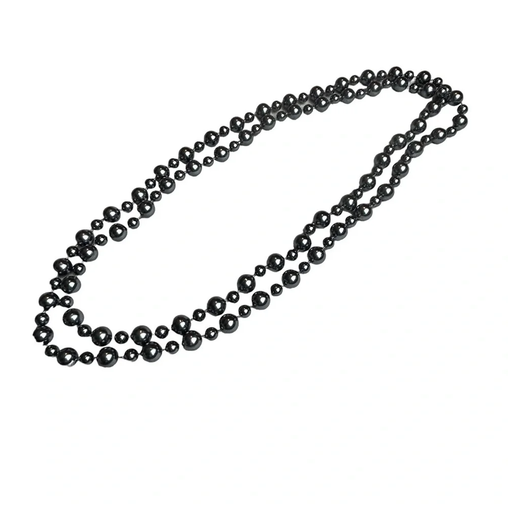 Gunmetal Grayish Black Faux Pearl Long Necklace - Picture 7 of 11